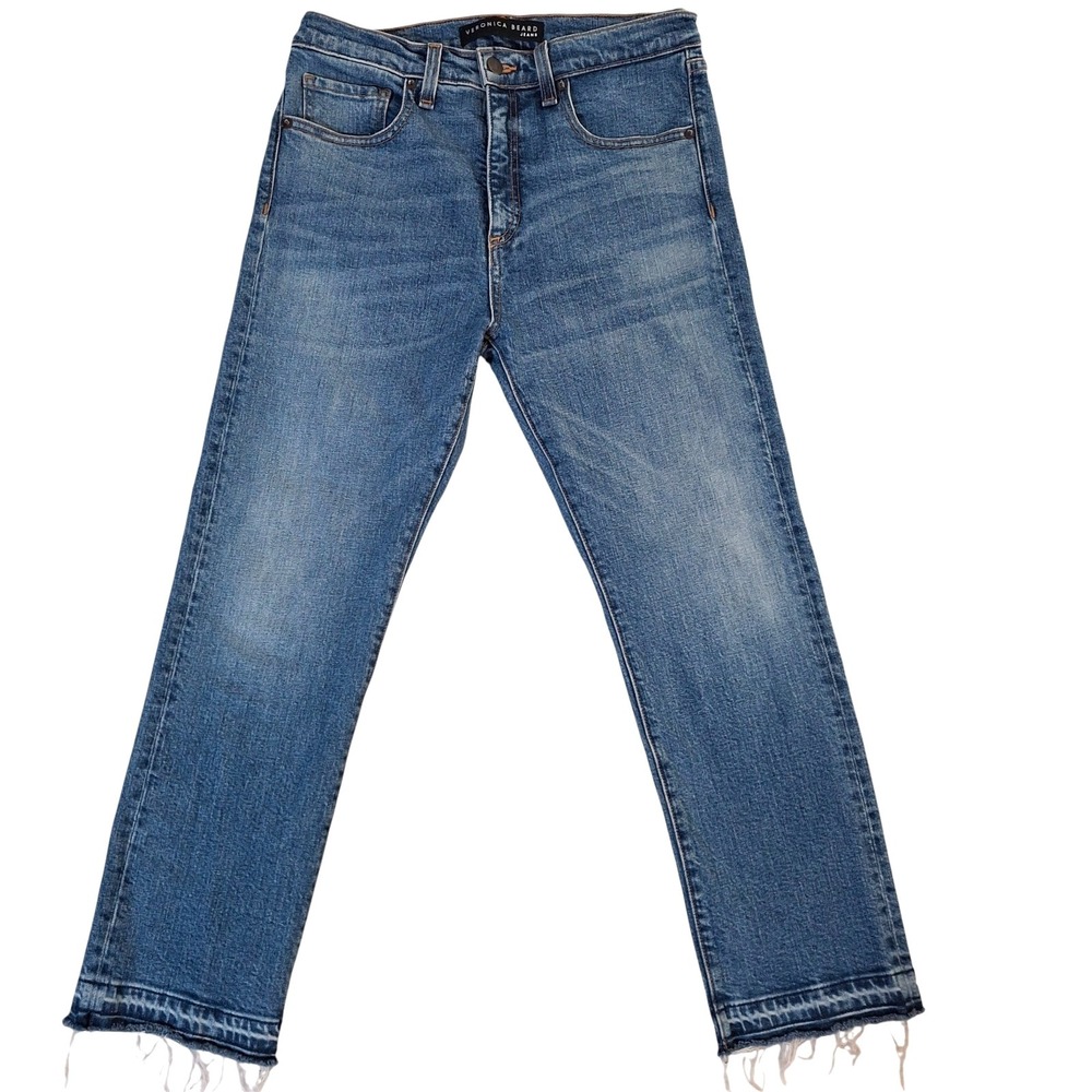 Veronica‎ Beard Ines 10.75" Girlfriend Jeans Women's Size 28 in Pipeline Fray